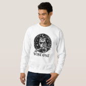 Sweatshirt Conception de tatouage céleste de chouette sage go (Devant entier)