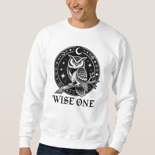 Sweatshirt Conception de tatouage céleste de chouette sage go (Devant)