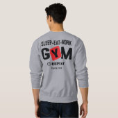 Sweatshirt Conception de typographie Répéter Manger Travaille (Dos entier)