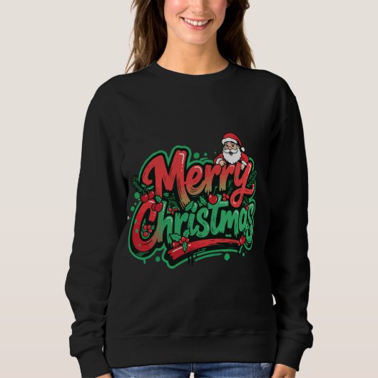 Sweatshirt Conception de vacances de Noël joyeux (Devant)
