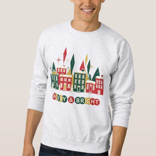 Sweatshirt Conception de village de Noël Merry & Bright (Devant)