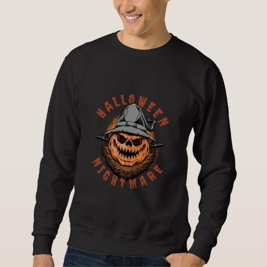 Sweatshirt Conception d'épouvantail de citrouille d'Halloween (Devant)