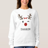 Sweatshirt Conception d'illustration de cerf de Noël avec nom (Devant)