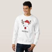 Sweatshirt Conception d'illustration de cerf de Noël avec nom (Devant entier)