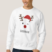 Sweatshirt Conception d'illustration de cerf de Noël avec nom (Devant)