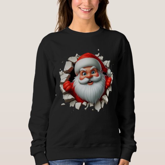 Sweatshirt Conception drôle de 3D du Père Noël pour les fêtes (Devant)