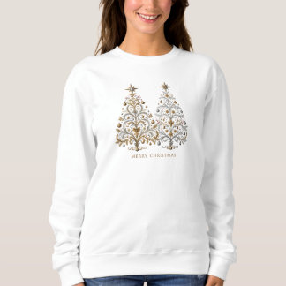 Sweatshirt Conception élégante d'arbre de Noël en argent et o