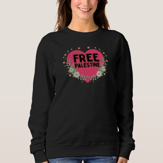 Sweatshirt conception graphique du coeur rose de la Palestine (Devant)