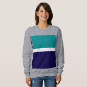 Sweatshirt Conception turquoise de blocs de couleur bleu blan (Devant entier)