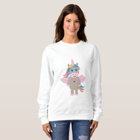 Sweatshirt Conception Unicorne Arc-en-ciel mignon (Devant entier)