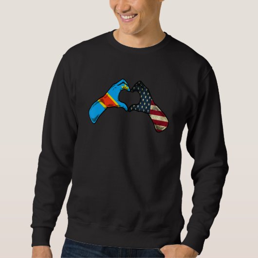 Sweatshirt Congo American USA Flag USA Congolese Heart 3 (Devant)