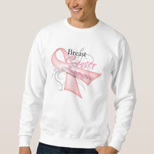 Sweatshirt Conscience rose de cancer du sein du ruban v2 de (Devant)