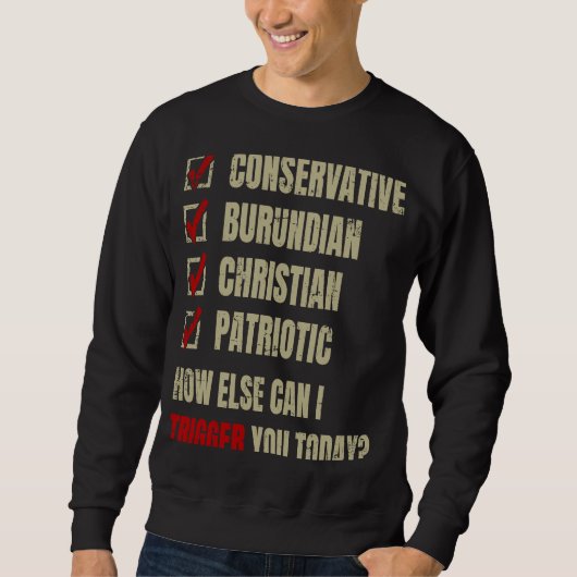 Sweatshirt Conservative Burundian Christian Patriotic (Devant)