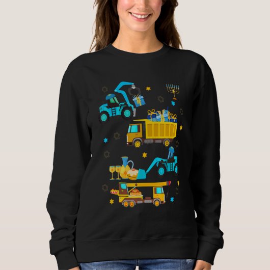 Sweatshirt Construction Vehicle Menorah Hanukkah Chanukah Tod (Devant)