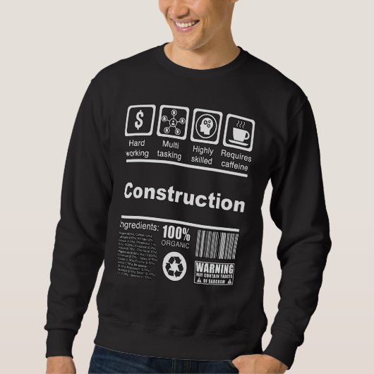 Sweatshirt Constructions Faits Nutritionnels Pour La Construc (Devant)