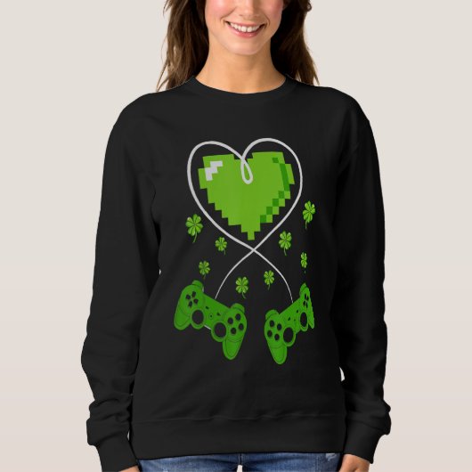 Sweatshirt Contrôleur de jeu vidéo irlandais St Patrick Day G (Devant)
