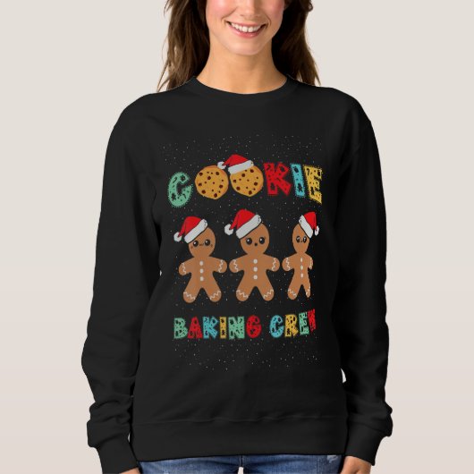 Sweatshirt Cookie Baking Crew Gingerbread Men With Xmas Hats  (Devant)
