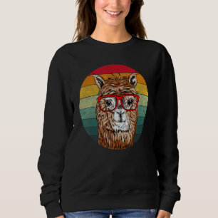 Sweatshirt Cool Alpaca Lunettes de vue Geek rétro Étudiant Vi