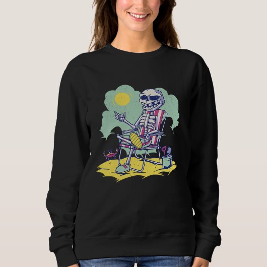 Sweatshirt Cool Beach Vacation Skeleton Summer Time Crab Scho (Devant)