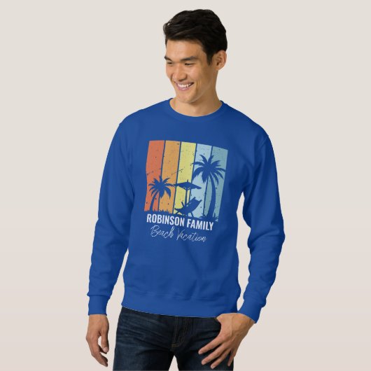 Sweatshirt Cool Blue Beach Customized Family Trip (Devant entier)