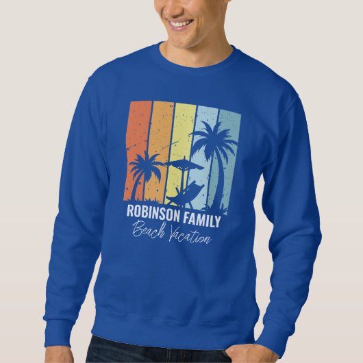 Sweatshirt Cool Blue Beach Customized Family Trip (Devant)
