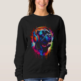 Sweatshirt Cool Canne Corso Chien Casque Musique Art Noël