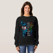 Sweatshirt Cool Cat Thinking Positive Motivation Saying Menta (Devant entier)