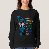 Sweatshirt Cool Cat Thinking Positive Motivation Saying Menta (Devant)