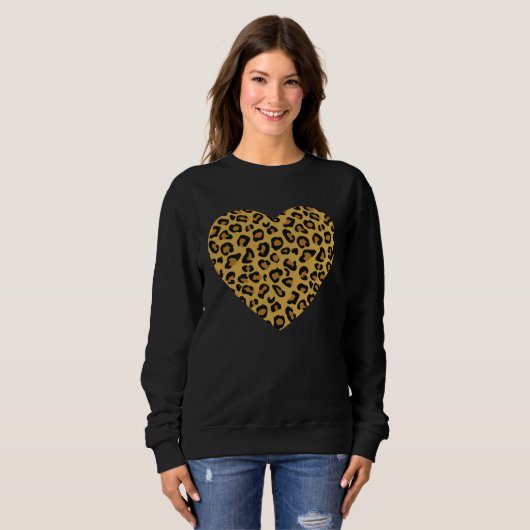Sweatshirt Cool Cheetah Leopard Print Heart (Devant entier)