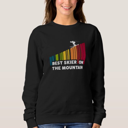 Sweatshirt Cool Code Barre Conception Meilleur Skieur Sur La (Devant)