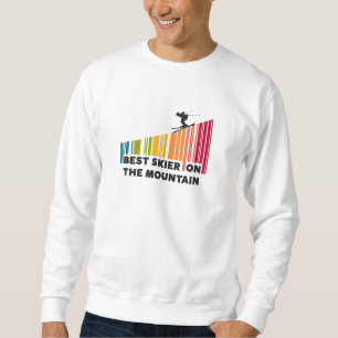 Sweatshirt Cool Code Barre Conception Meilleur Skieur Sur La 