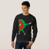 Sweatshirt Cool Dabbing Watermelon Drôle Fruit Dancing Athlet (Devant entier)