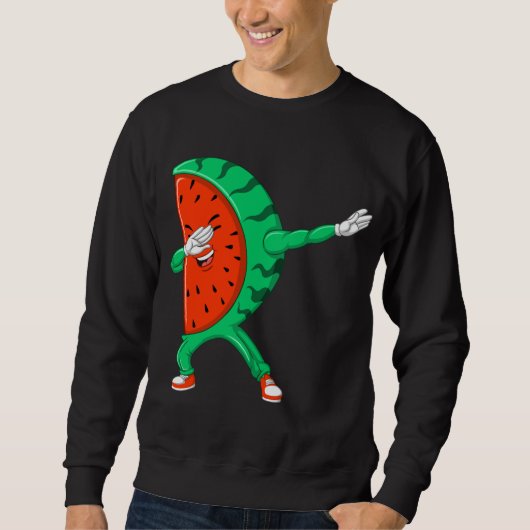 Sweatshirt Cool Dabbing Watermelon Drôle Fruit Dancing Athlet (Devant)