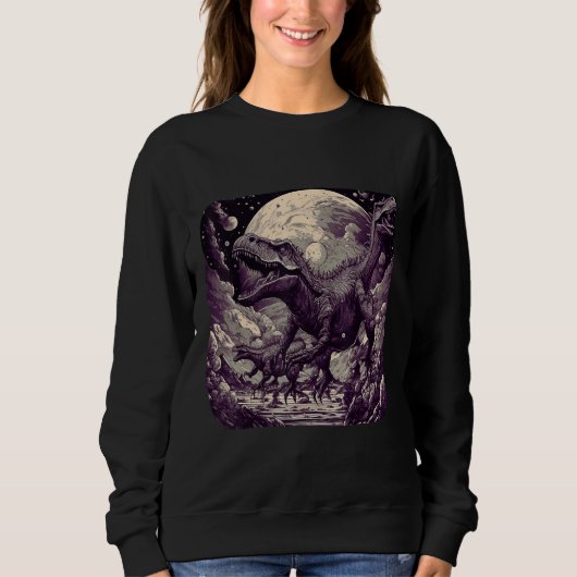 Sweatshirt Cool Dinosaurs Space Graphic Fantasy Art (Devant)