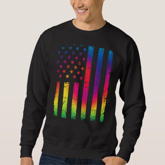 Sweatshirt Cool Distressé Américain Patriotique Drapeau Pour  (Devant)