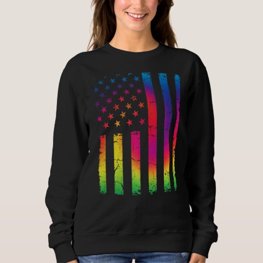 Sweatshirt Cool Distressé Américain Patriotique Drapeau Pour  (Devant)