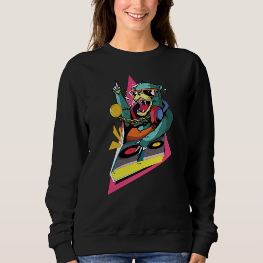 Sweatshirt Cool DJ Music Animal Bear (Devant)