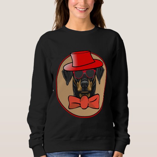 Sweatshirt Cool Doberman Pinscher In Hat Bowtie And Shades Es (Devant)