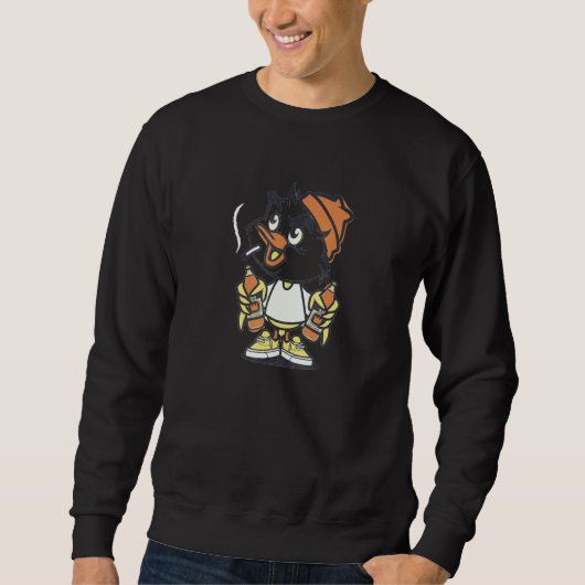 Sweatshirt Cool Duck Holding Two drinks Cute (Devant)