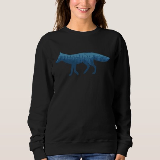 Sweatshirt cool fox  forest  trees  foxes  silhouette  wild a (Devant)