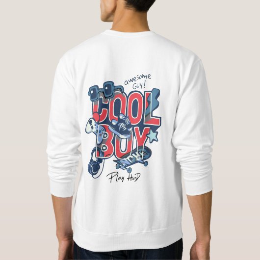 Sweatshirt Cool Garçon Avec Icônes De Hobby Élégantes (Dos)