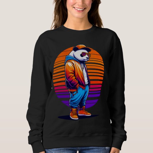 Sweatshirt Cool Géant Panda Style urbain moderne Coucher de s (Devant)