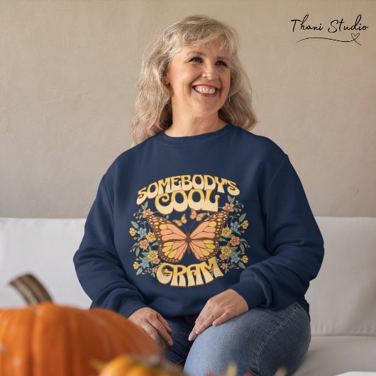 Sweatshirt Cool Gram Butterfly Wild Flower Vintage Retro