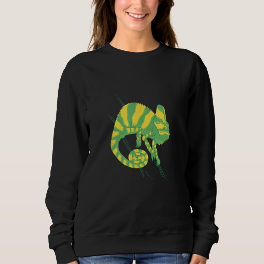 Sweatshirt Cool green yellow chameleon Old World lizards cham (Devant)