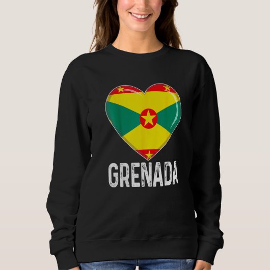 Sweatshirt Cool Heart Grenada Flag Men Women Kid Patriotic   (Devant)