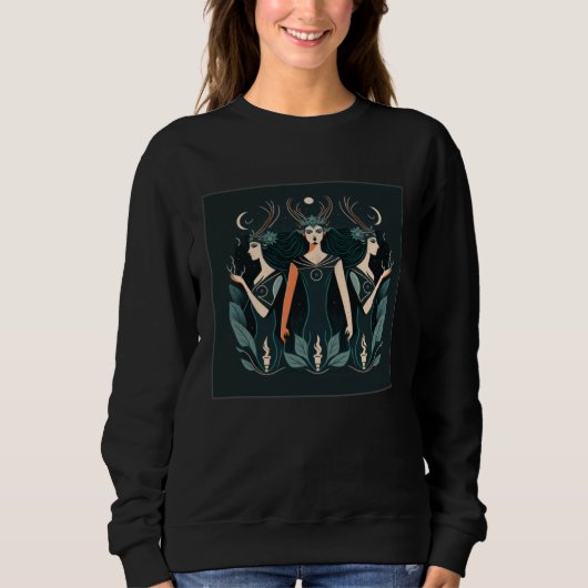 Sweatshirt Cool Hecate Gods Illustration Halfmoon Unique Wome (Devant)