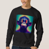 Sweatshirt Cool Hipster Colorful Monkey Illustration Graphic  (Devant)