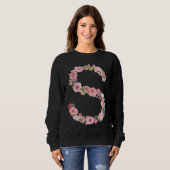 Sweatshirt Cool Initial Alphabet Monogram Flowers Floral Let (Devant entier)