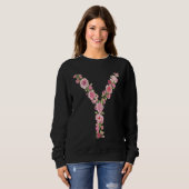 Sweatshirt Cool Initial Alphabet Monogram Flowers  Floral Let (Devant entier)