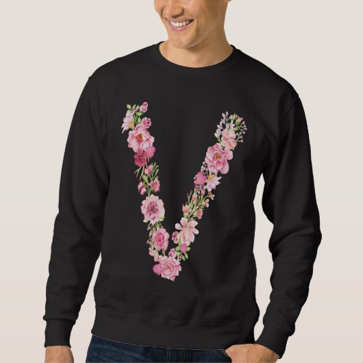 Sweatshirt Cool Initial Alphabet Monogram Flowers Floral Lett (Devant)